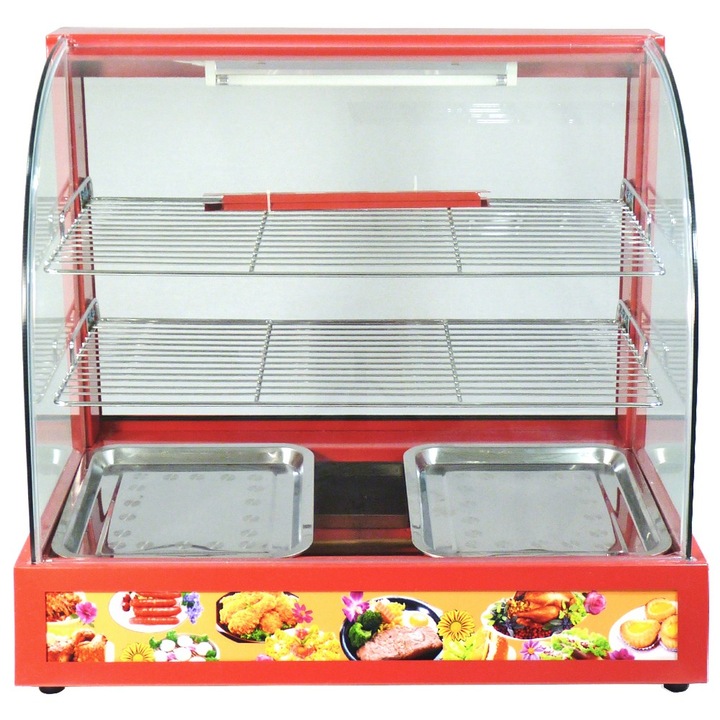 Търговска отоплителна витрина KuKoo, 60cm, 50°C до 80°C, 1200W, Червен