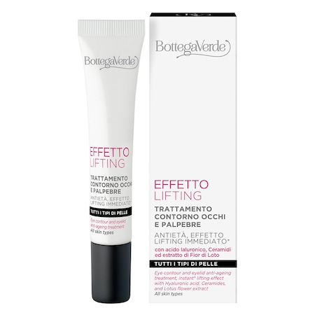 Tratament lifting pentru ochi si pleoape, cu acid hialuronic, ceramide si extract de flori de lotus - Effetto Lifting, 15 ML, Bottega Verde
