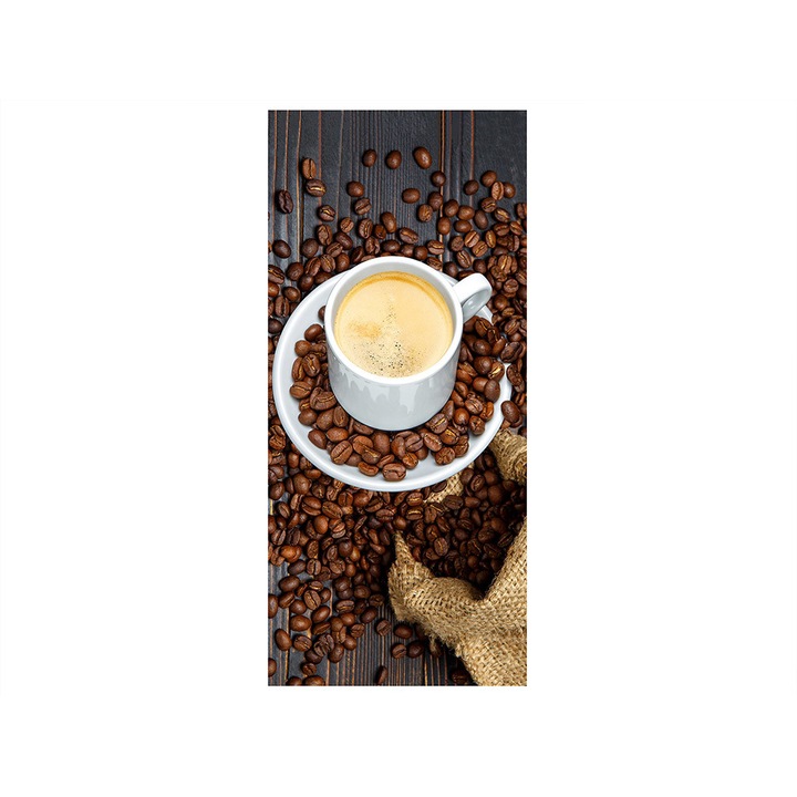 Autocolant usa Ceasca si boabe cafea, Folina, maro, 92x205 cm