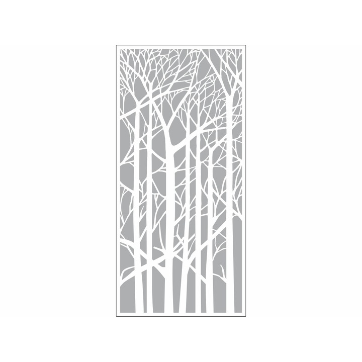 Folie geam autoadeziva Palissade, Folina, model crengi, gri, rola de 100x210 cm