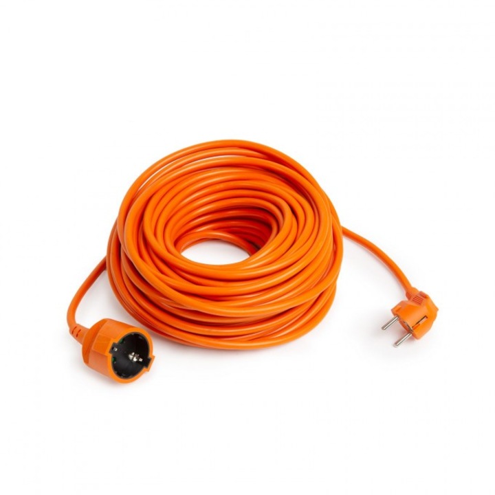 Cablu prelungitor, 3 x 1,0 mm², Izolatia solida, Lungime cablu 10 m, Portocaliu