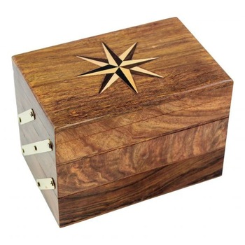 Cutie bijuterii Sea Club, din lemn cu capac pliabil, L 15cm Cutie bijuterii Sea Club, din lemn cu capac pliabil, L 15cm