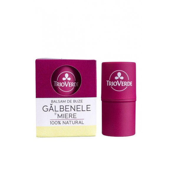 Balsam de buze Trio Verde cu Galbenele si Miere 100% natural, 4gr
