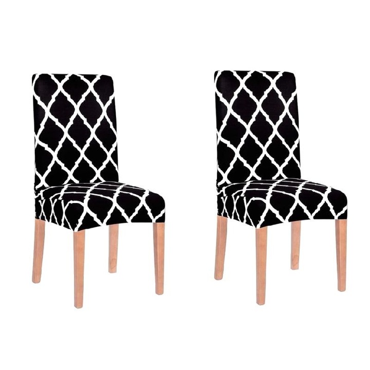 Set 2 huse scaun dining/bucatarie, din spandex, model trifoi