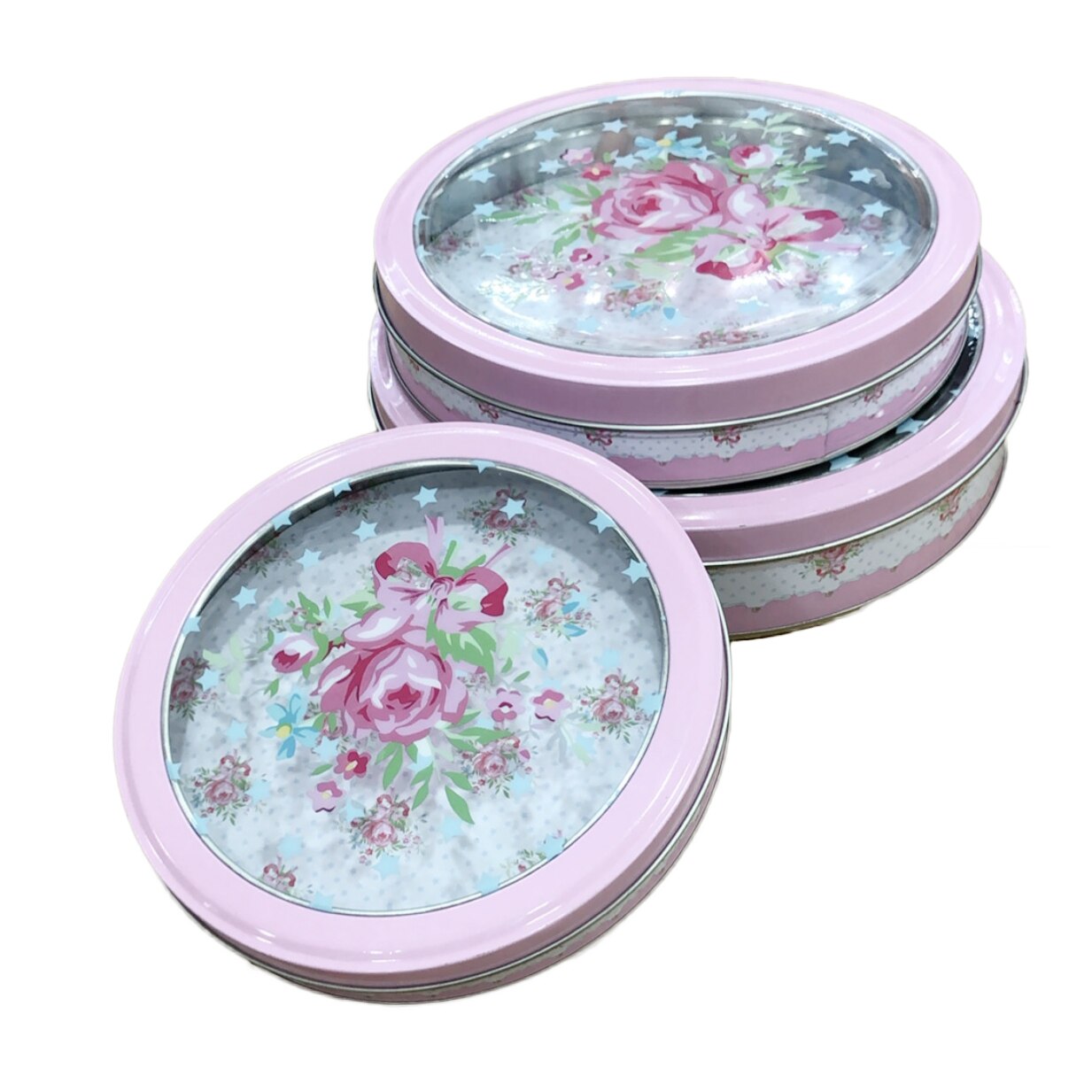 Set 3 piese, cutie depozitare din metal D2627, 22x22x5 cm