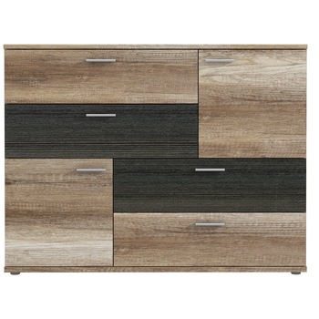 Comoda Kring Tetris, 125x96x41.3 cm, culoare stejar Antic/touchwood, 4 sertare 2 usi