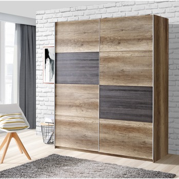 Dulap Kring Tetris, culoare stejar Antic/touchwood,170x210x61 cm, usi culisante Dulap Kring Tetris, culoare stejar Antic/touchwood,170x210x61 cm, usi culisante