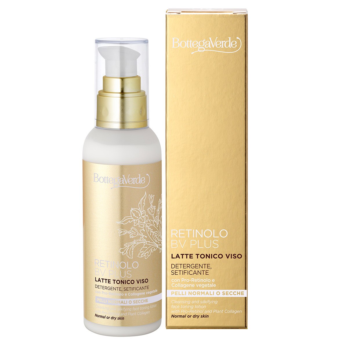Lapte demachiant tonic cu Pro - Retinol, colagen vegetal, ginseng si vitamine - Retinolo Bv Plus, 150 ML, Bottega Verde