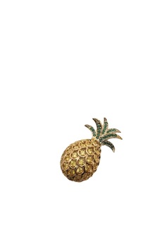Brosa PINEAPPLE cristale, inox placat cu aur de 18 K, 25 g, Cutie cadou Brosa PINEAPPLE cristale, inox placat cu aur de 18 K, 25 g, Cutie cadou