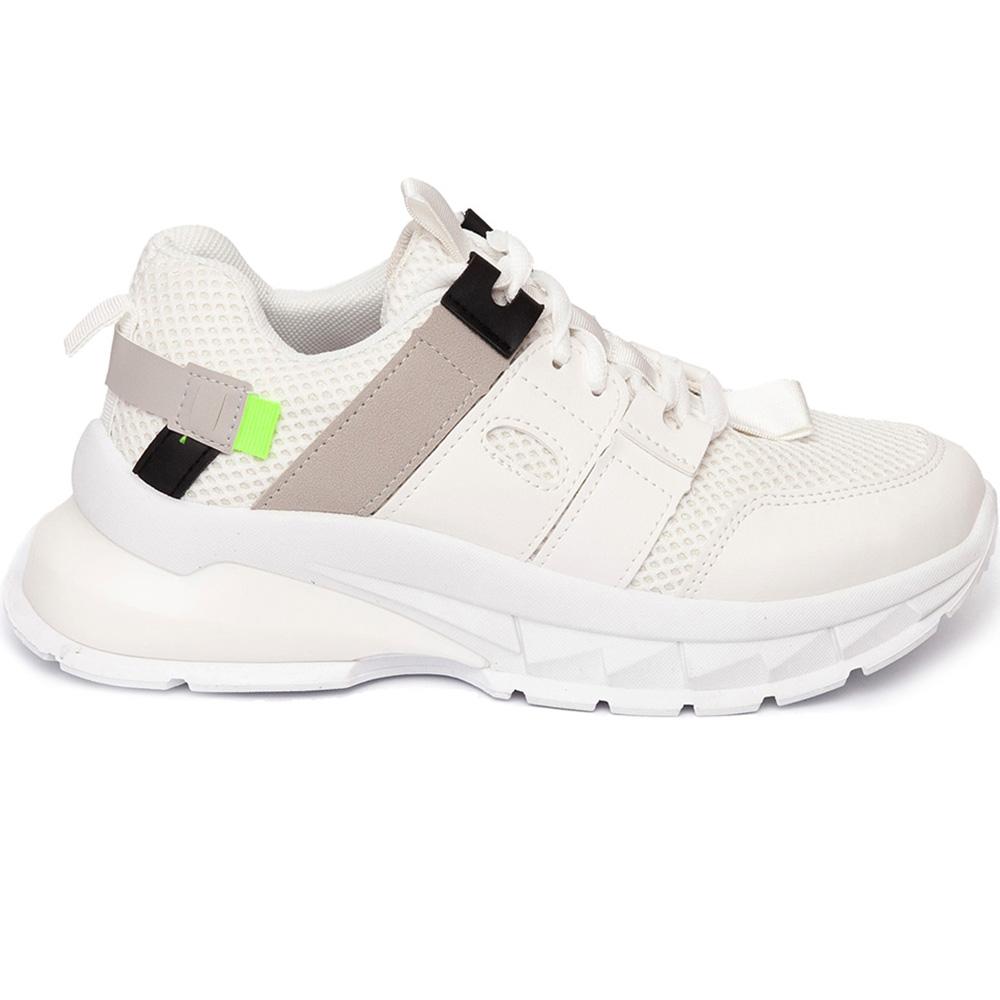 Pantofi sport dama Superbee cu talpa groasa, Alb, Alb