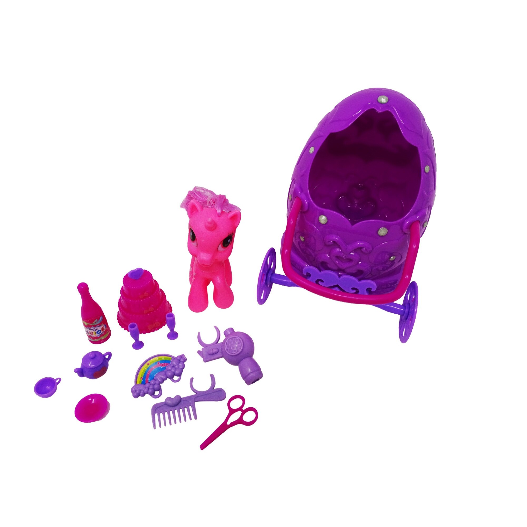 Set Caleasca de Jucarie cu Ponei, Mov