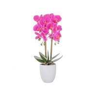 Aranjament Floral Orhidee Artificiala in Ghiveci cu 2 Tulpini, Aspect Natural, inaltime 55cm, Culoare Roz