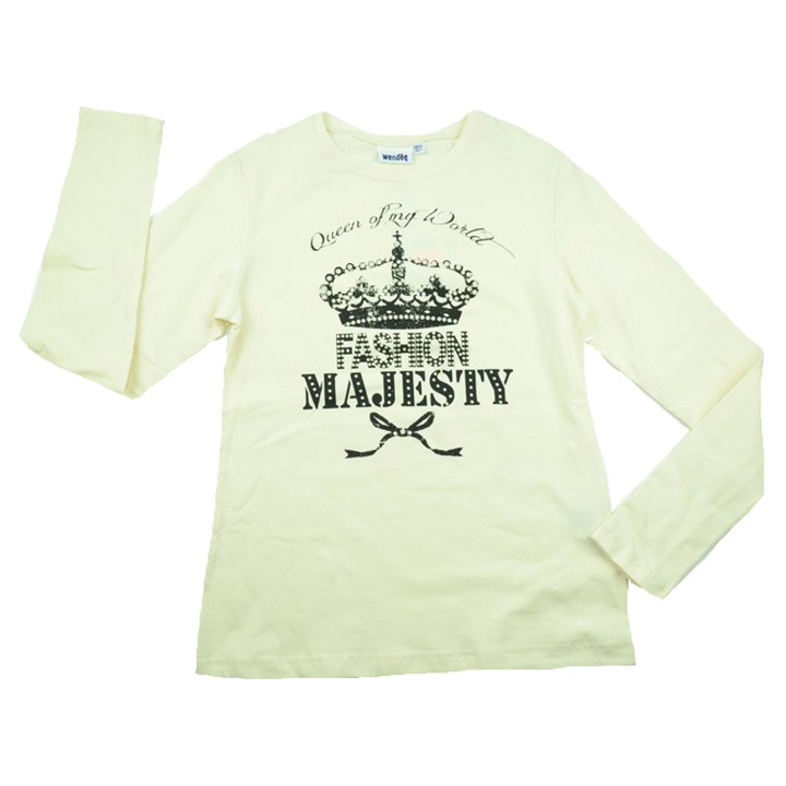 Bluza cu maneca lunga pentru fete Wendee OZ102303-2C, Crem 134 CM