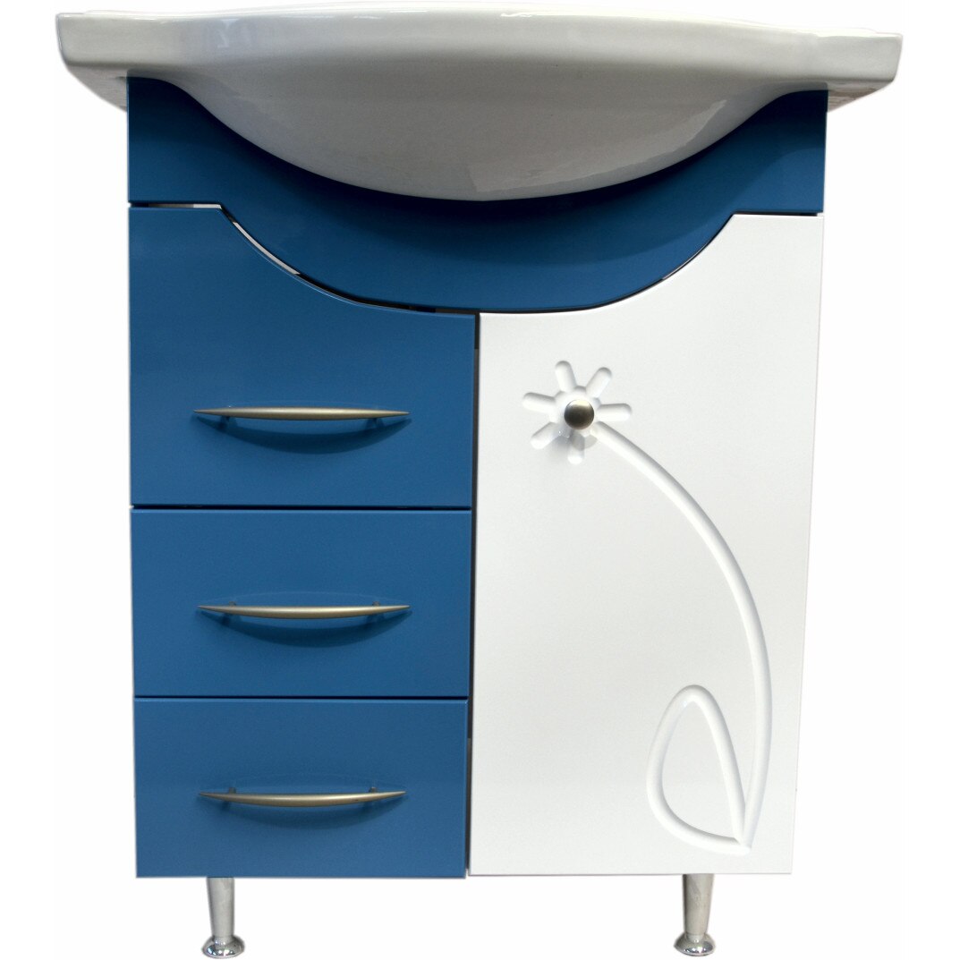 Set baza si lavoar seria Roma, model Dandelion 70cm Alb - Albastru