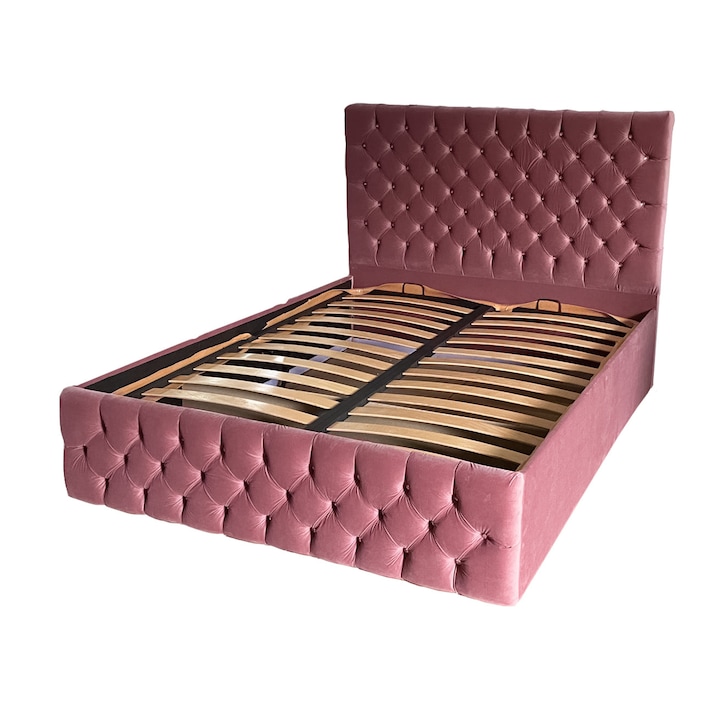 Beds Place Cyntia ágy, matraccal, 140x200 cm, 110 cm magas, rózsaszín