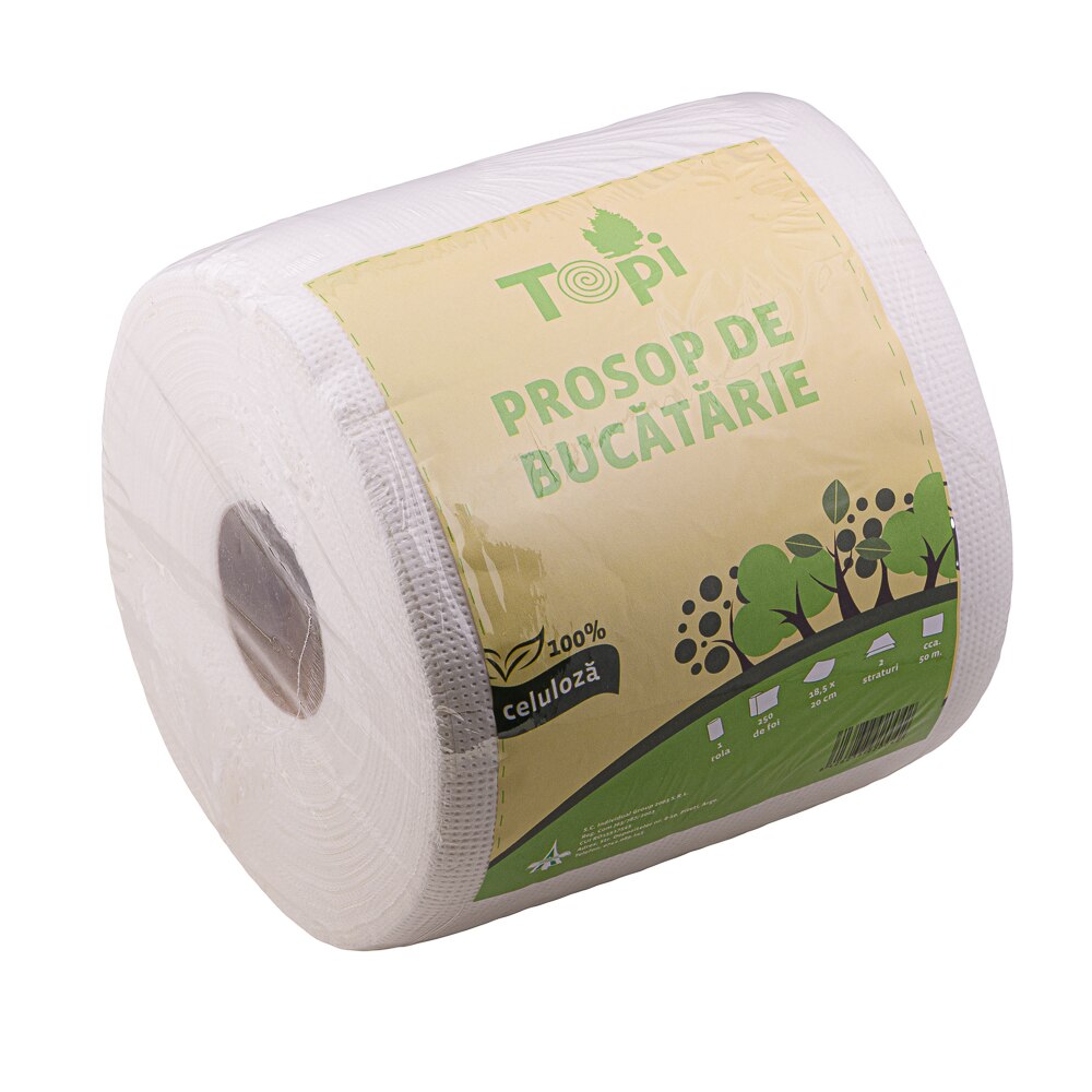 Prosop hartie rola, Topi, 100% celuloza, 2 straturi, 50 m