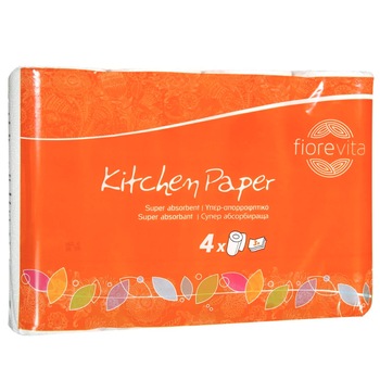 Set 4 bucati prosop hartie rola, Fiorevita, 3 straturi, 180 g Set 4 bucati prosop hartie rola, Fiorevita, 3 straturi, 180 g