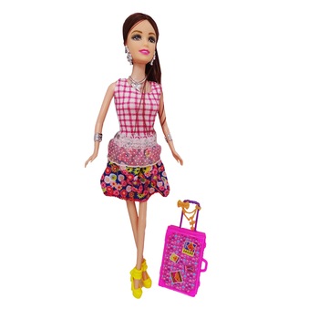 Set Papusa cu Bijuterii, 14 Piese, Roz Set Papusa cu Bijuterii, 14 Piese, Roz