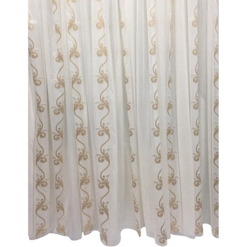 Perdea ivoire 200x245cm cu broderie ghirlanda capuccino gold, cu rejansa by Liz Line - RD1272 Perdea ivoire 200x245cm cu broderie ghirlanda capuccino gold, cu rejansa by Liz Line - RD1272