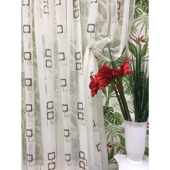 Perdea ivoire 300x245cm brodata in nuante de beige, cu rejansa by Liz Line - RD1183 Perdea ivoire 300x245cm brodata in nuante de beige, cu rejansa by Liz Line - RD1183