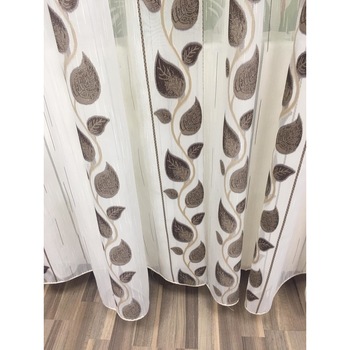 Perdea 300x245cm ivoire cu broderie maro si bej, cu rejansa by Liz Line - RD1233 Perdea 300x245cm ivoire cu broderie maro si bej, cu rejansa by Liz Line - RD1233