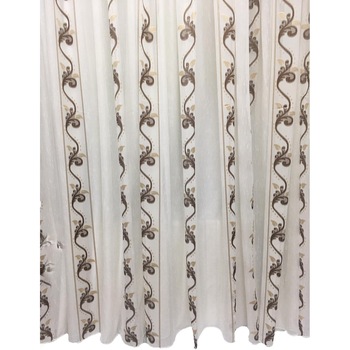 Perdea ivoire 1000x245cm cu broderie ghirlanda maro si beige, cu rejansa by Liz Line - RD11910 Perdea ivoire 1000x245cm cu broderie ghirlanda maro si beige, cu rejansa by Liz Line - RD11910