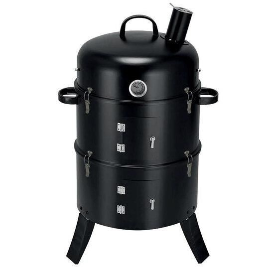 Gratar gradina/grill, rotund, cu capac, 3 etaje, 44x78 cm, Smoker