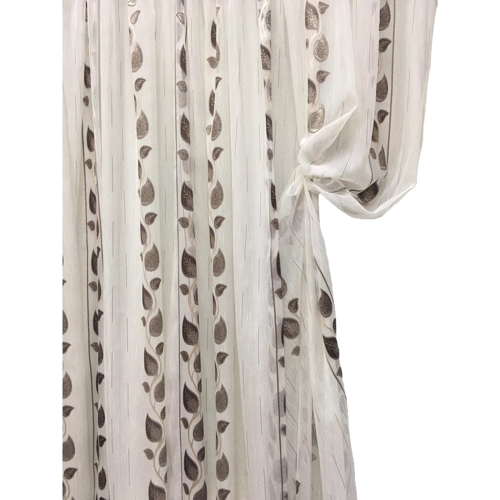 Perdea 500x245cm ivoire cu broderie maro si bej, cu rejansa by Liz Line - RD1235