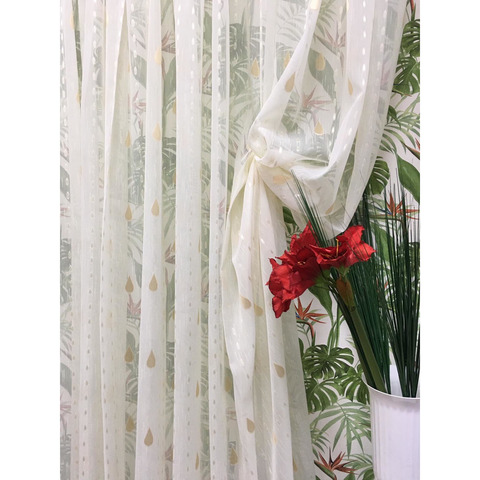 Perdea 600x245cm ivoire cu broderie capuccino gold, cu rejansa by Liz Line - RD1246