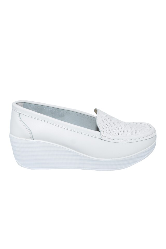 Pantof cu platforma, model din piele,D&J Exclussive, Alb