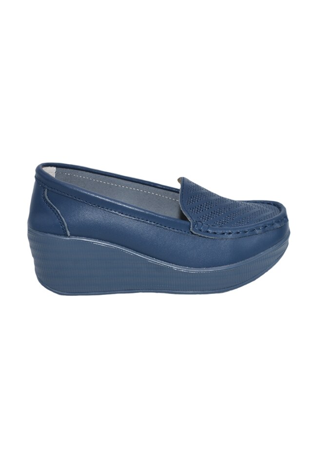 Pantof cu platforma, model din piele,D&J Exclussive, Bleumarin