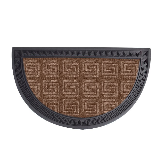 Stergator (covoras) intrare Gemitex semiluna din cauciuc antiderapant negru cu polipropilena bej 40x60cm