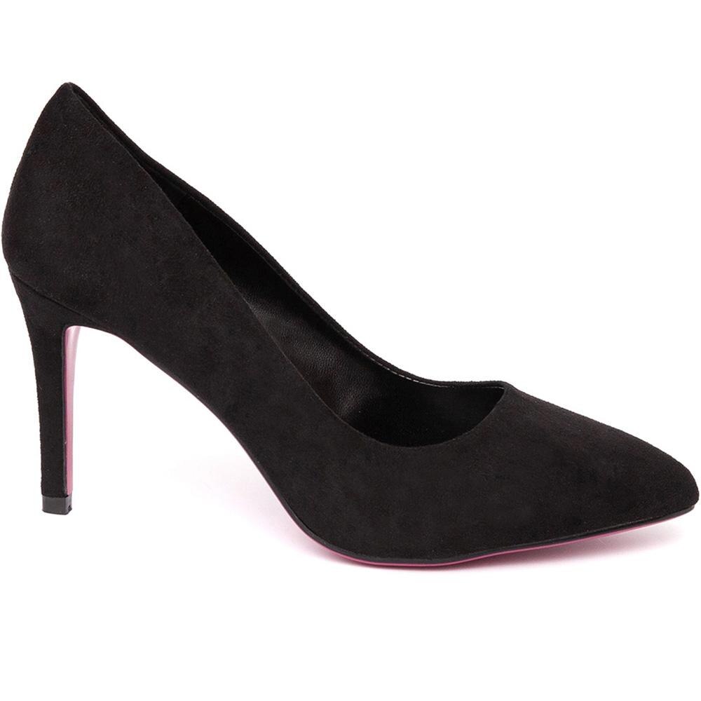 Pantofi dama Mervey cu toc inalt catifelati, Negru, Negru