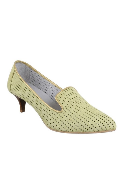 Pantofi piele naturala Dinago lemon P027 culoare verde