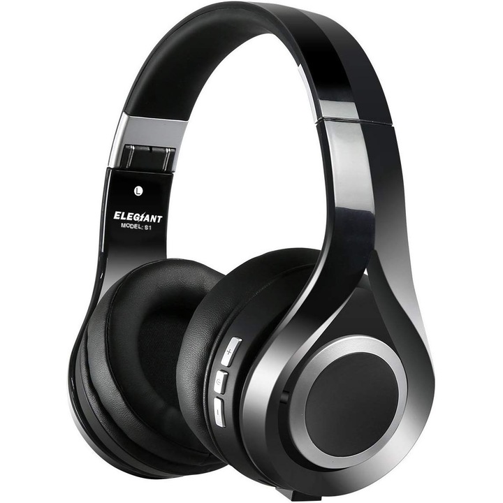 Casti audio Over-Ear Elegiant S1, Gaming, Pliabile, Wireless, Negru