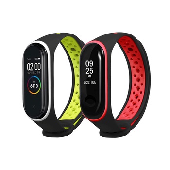 Set 2 curele sport din silicon pentru Xiaomi Mi Band 3 / 4 , verde, rosu Set 2 curele sport din silicon pentru Xiaomi Mi Band 3 / 4 , verde, rosu
