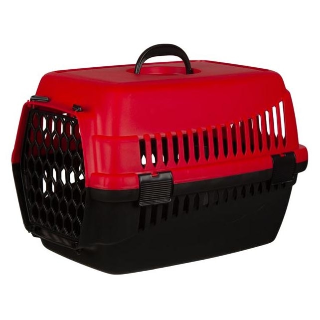 Cusca pentru transport animale Felis, Max 8 kg, 48x28x30 cm, Negru/Rosu