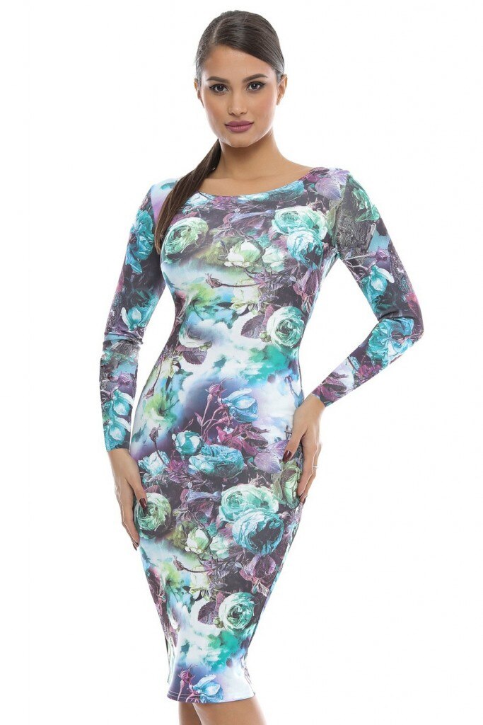 Rochie marimea 36 multicolora midi Natasa