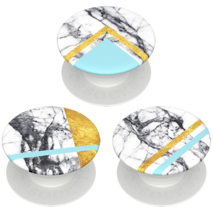 Accesoriu Popsockets pentru dispozitive mobile, PopMinis White Marble Glam
