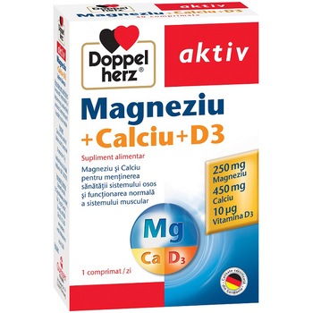 Supliment alimentar Magneziu Calciu D3, 30 comprimate Supliment alimentar Magneziu Calciu D3, 30 comprimate
