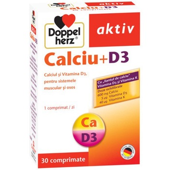 Supliment alimentar Doppelherz Calcium + D3, 30 tablete Supliment alimentar Doppelherz Calcium + D3, 30 tablete