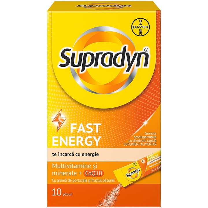 Multivitamine si minerale Supradyn Fast Energy, 10 plicuri, Bayer