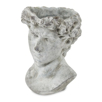 Ghiveci de piatra, forma cap barbat, gri, 27x21cm Ghiveci de piatra, forma cap barbat, gri, 27x21cm