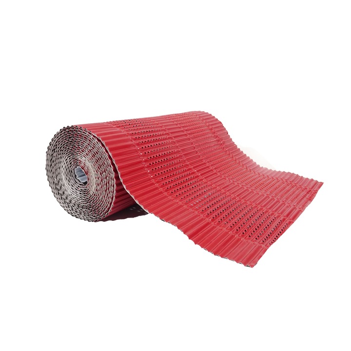 Banda ventilare coama Alu MicroVent, rosu (RAL 3011), 5m x 30 cm