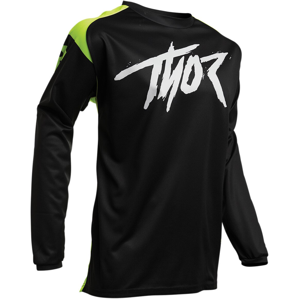 Tricou cu maneca lunga motocross Thor Sector Link negru/verde M