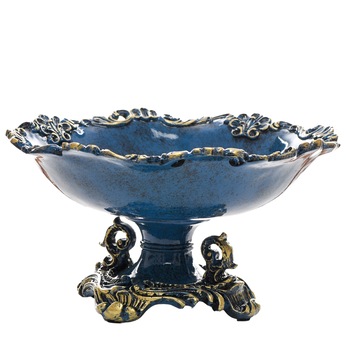 Fructiera HOLA, realizata manual din rasina, cu motive florale, 17 cm Fructiera HOLA, realizata manual din rasina, cu motive florale, 17 cm