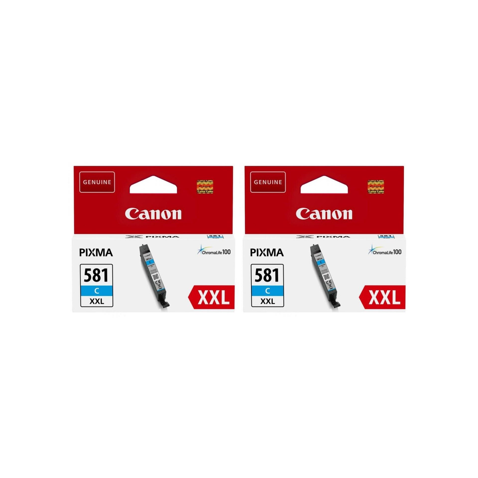 Pachet cartuse cerneala CLI-581C XXL cyan x2 Canon original 1640 pagini