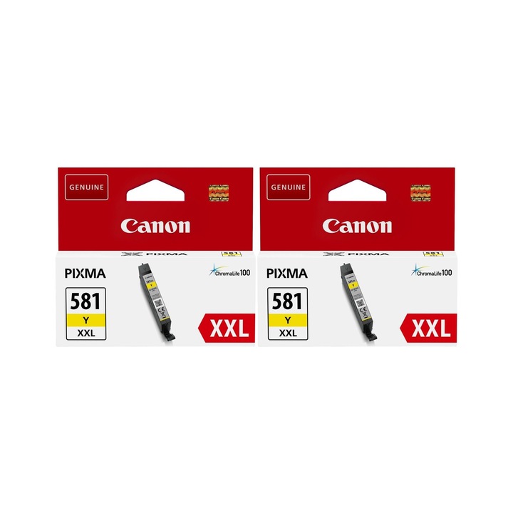 Pachet cartuse cerneala CLI-581Y XXL galben x2 Canon original 1650 pagini
