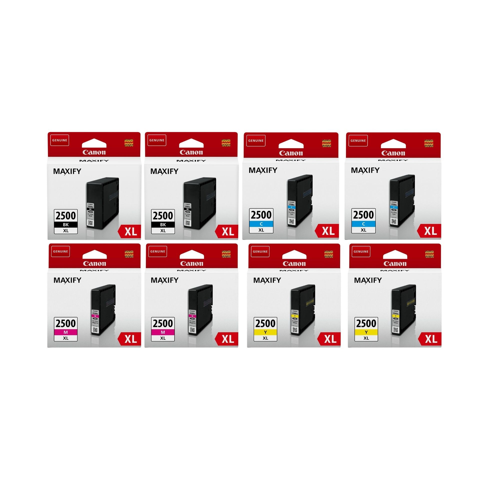 Pachet cartuse cerneala PGI-2500XLB negru x2 PGI-2500XLC cyan x2 PGI-2500XLM magenta x2 PGI-2500XLY galben x2 Canon original 14400 pagini