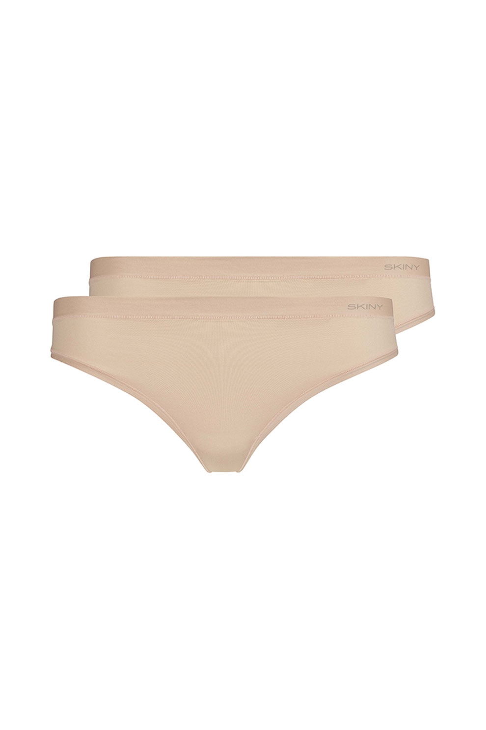 Skiny, Set de chiloti tanga cu model uni - 2 perechi, Maro nisip, One Size